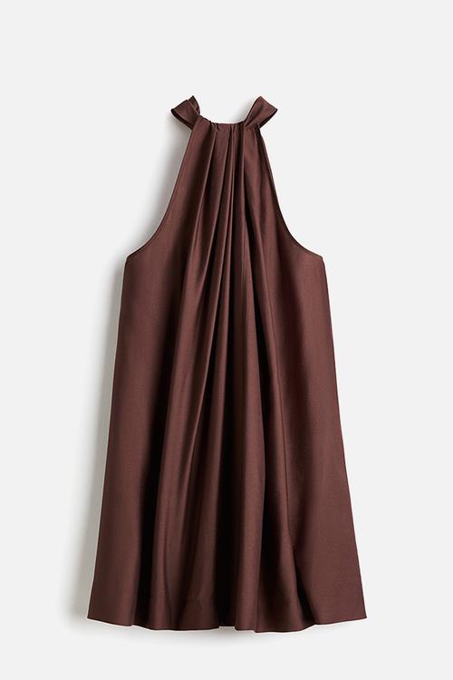 Tie-neck dress - brown