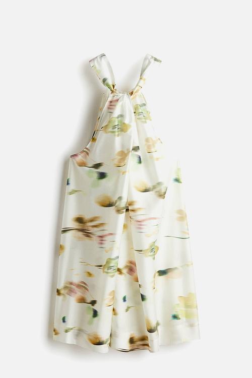 Tie-neck dress - white/floral
