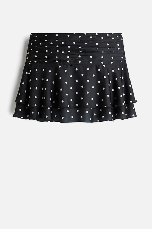 Satin mini skirt - black/spotted