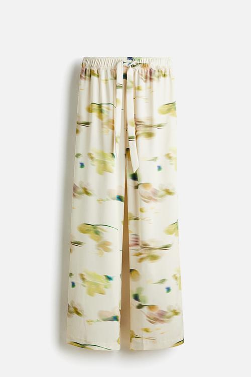 Wide trousers - cream/patterned