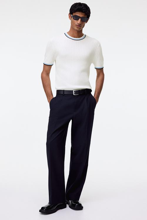 Slim fit rib-knit t-shirt - white