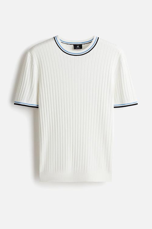 Slim fit rib-knit t-shirt - white