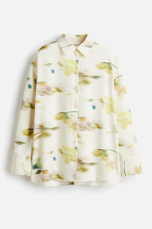 Loose-fit shirt - cream/patterned