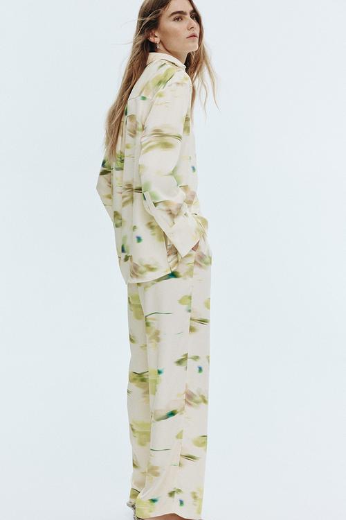 Loose-fit shirt - cream/patterned
