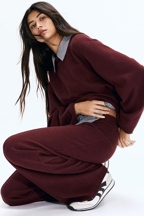 Crease-leg trousers - burgundy