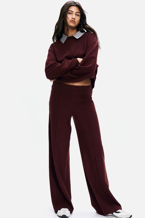 Crease-leg trousers - burgundy