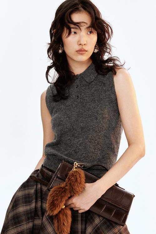 Collared sweater vest - dark grey marl