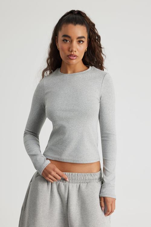 Authentics Fitted Long Sleeve Top - Grey Marle