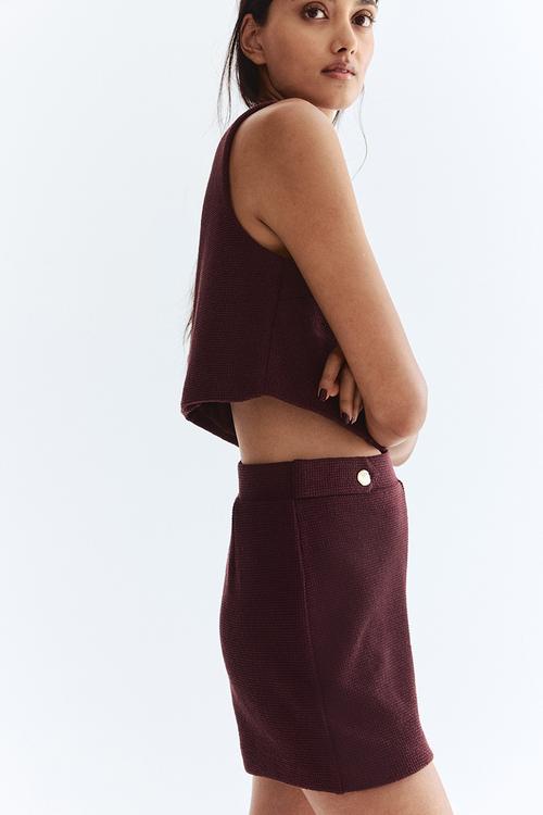 Textured-knit shorts - burgundy