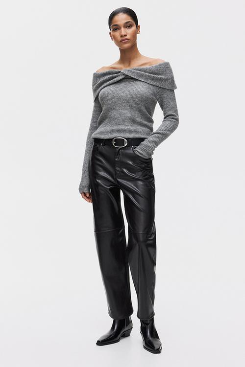 Off-the-shoulder jumper - grey marl