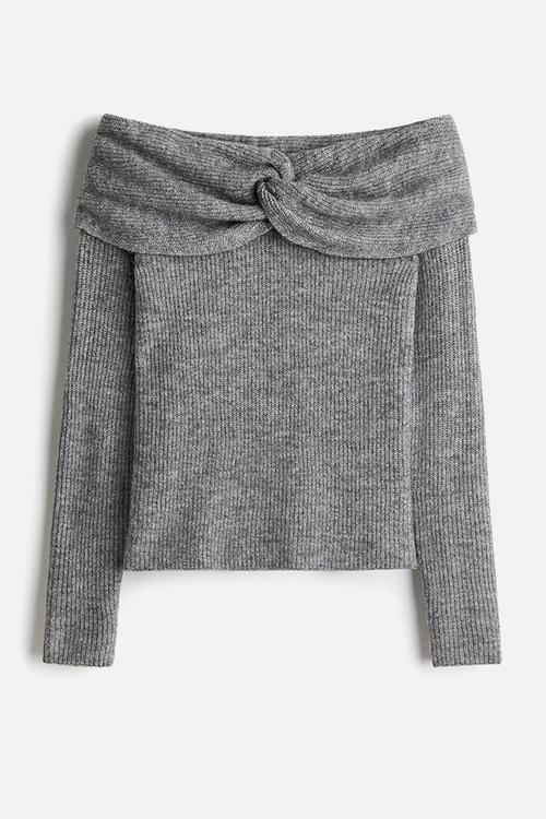 Off-the-shoulder jumper - grey marl