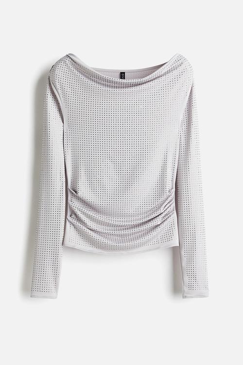 Embellished top - light grey