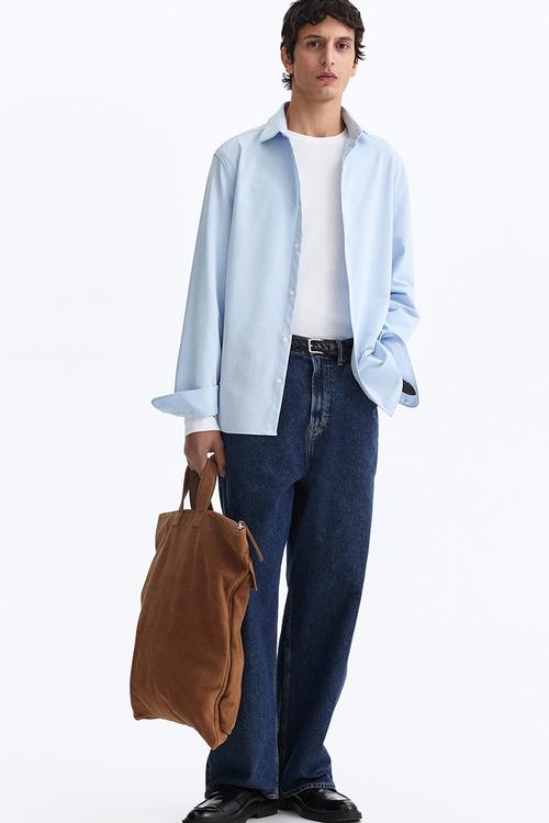 Four-way stretch slim fit shirt - light blue