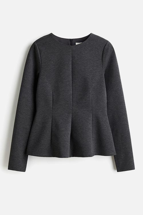 Jersey peplum top - dark grey