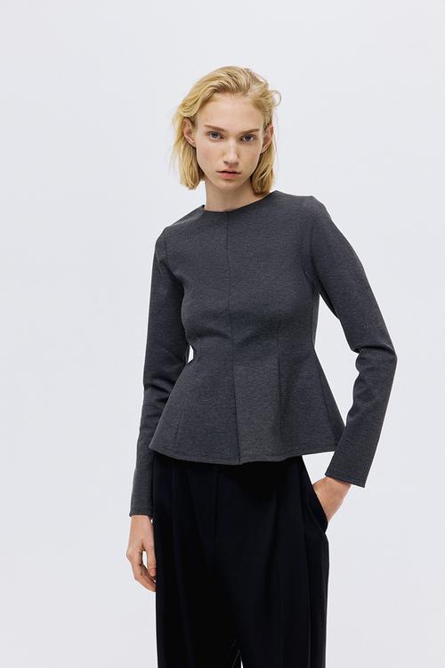 Jersey peplum top - dark grey