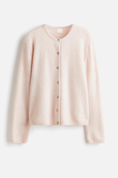 Fine-knit cardigan - powder pink