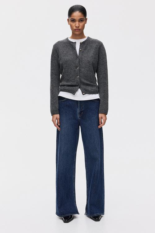 Fine-knit cardigan - dark grey marl
