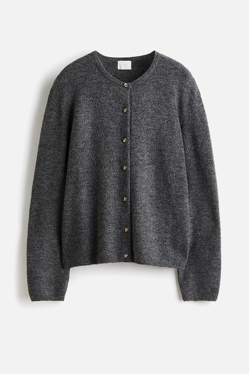 Fine-knit cardigan - dark grey marl