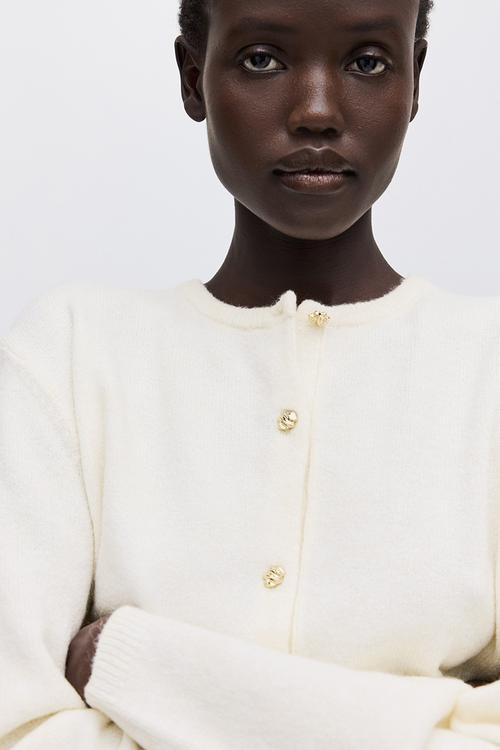 Fine-knit cardigan - cream