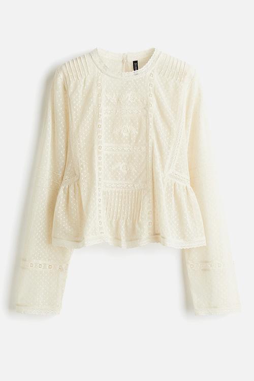 Plumeti mesh blouse - cream