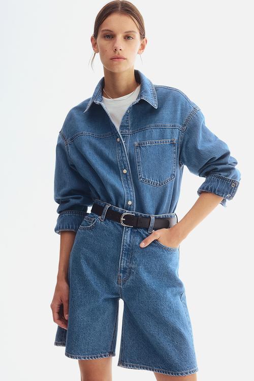 Denim bermuda shorts - denim blue
