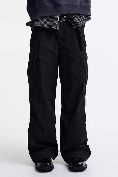 Loose fit cargo trousers - black - 1317349001