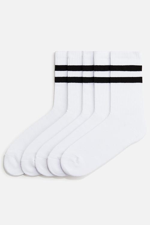 5-Pack socks with lycra - white/striped