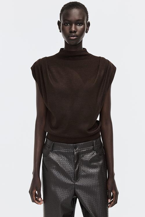 Fine-knit top - brown