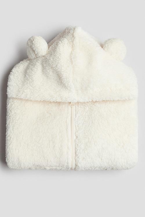 Teddy zip-through hoodie - cream