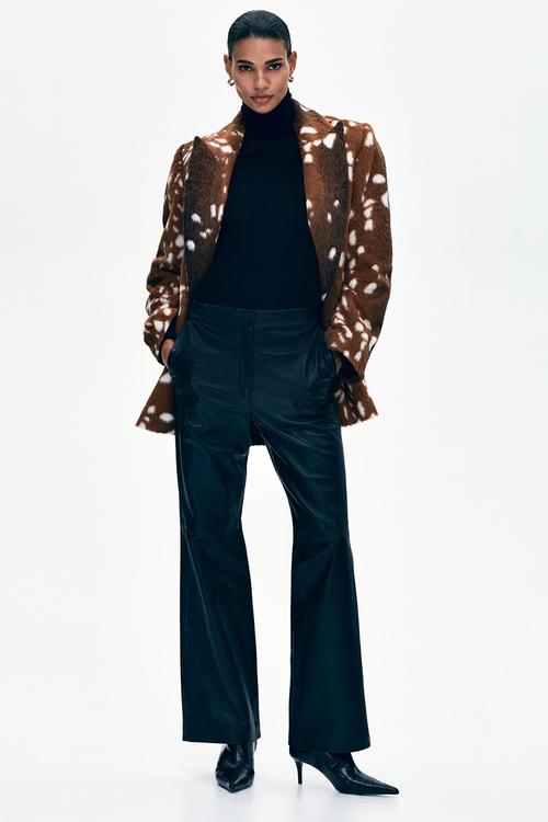 Double-breasted fuzzy blazer - dark brown/dark beige