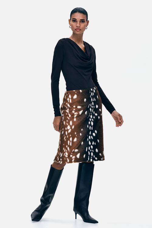 Fuzzy pencil skirt - dark brown/dark beige