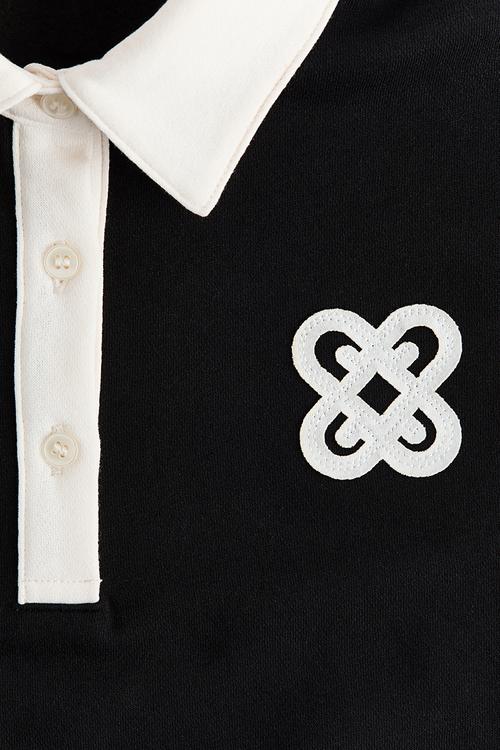 Appliqu?d rugby shirt - black/cream