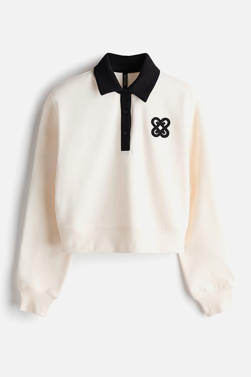 Appliqu?d rugby shirt - cream/black