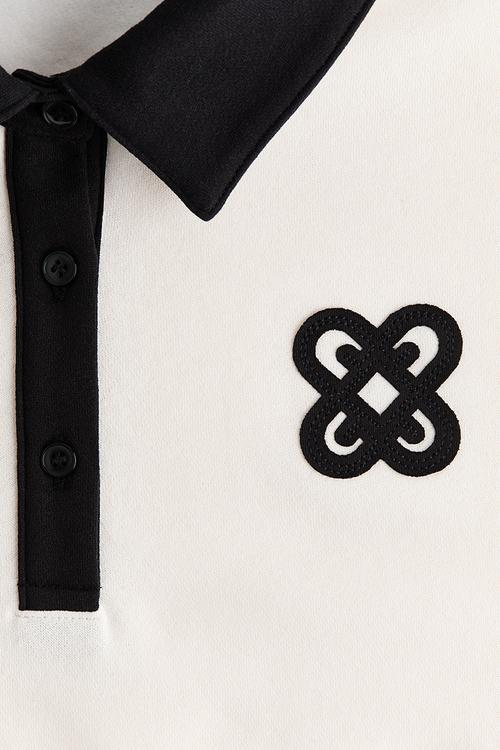 Appliqu?d rugby shirt - cream/black