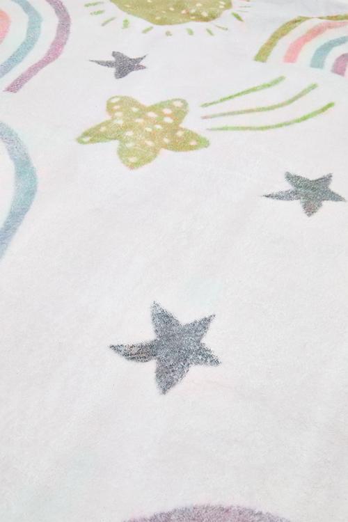 Rainbows & stars round rug - off white