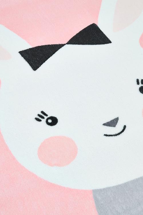 Pretty bunny round rug - pink