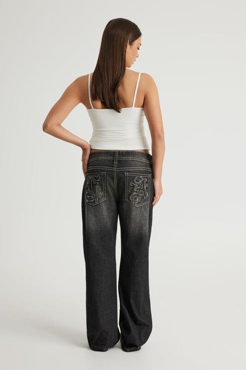 Luca Low Rise Bootleg Jean - Black Amex
