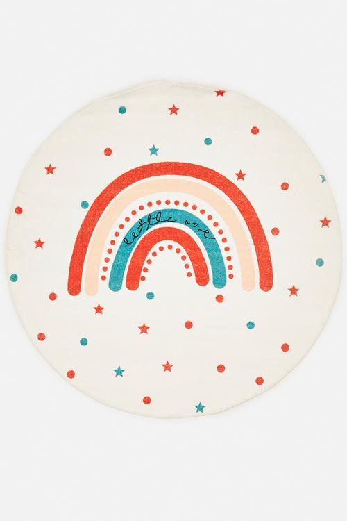 Rainbow & star round rug 160cm - off white