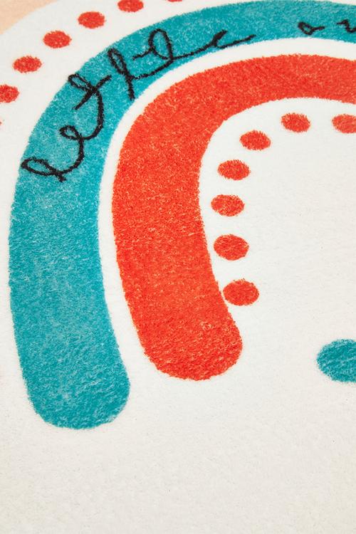 Rainbow & star round rug 160cm - off white