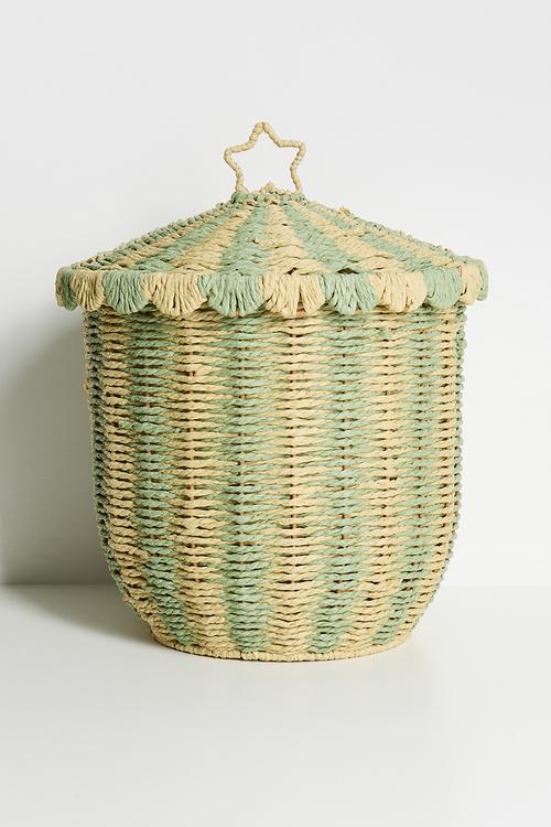 Straw basket - green/natural