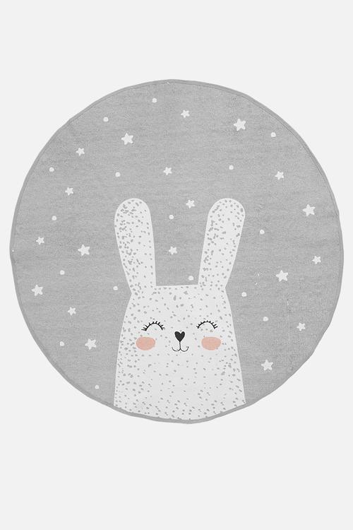 Round Cotton Rug Bunny - Grey
