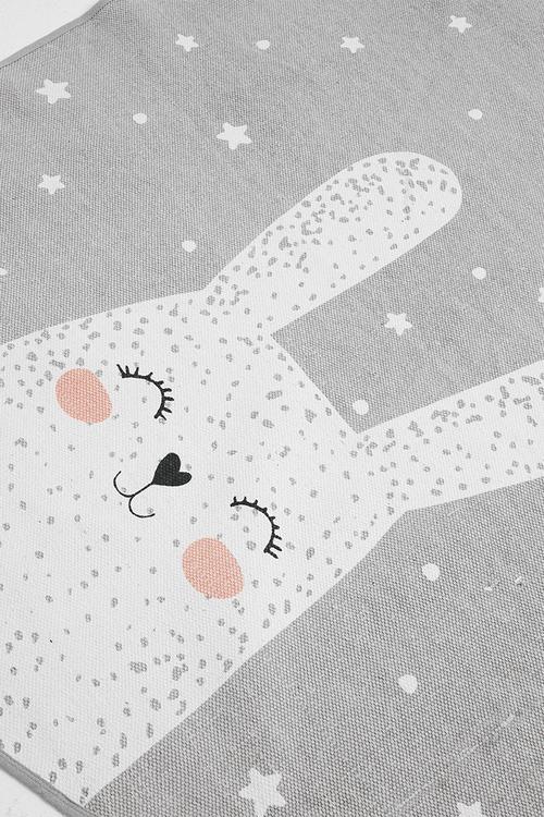 Round Cotton Rug Bunny - Grey