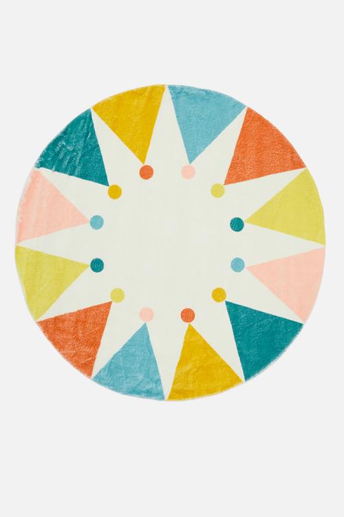 Colourful round rug - multicolour