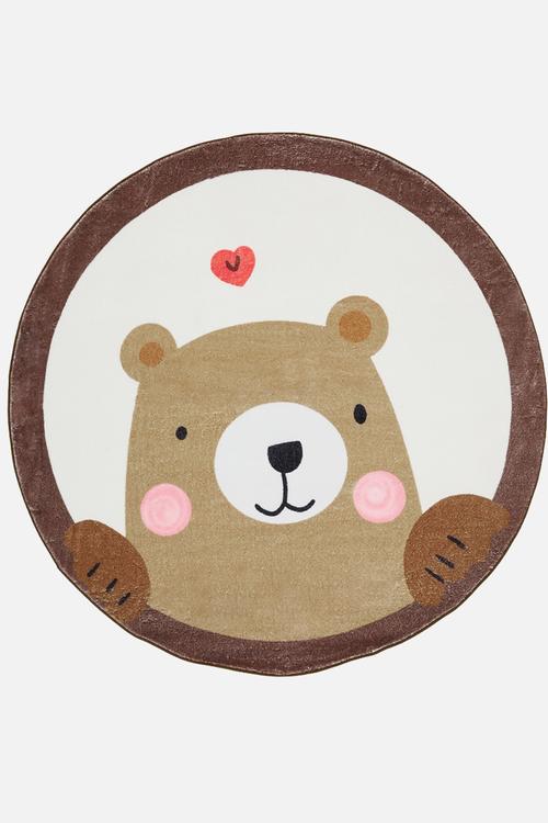 Bear graphic rug - off white/brown