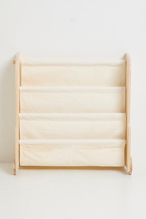 Movable display book shelf - natural