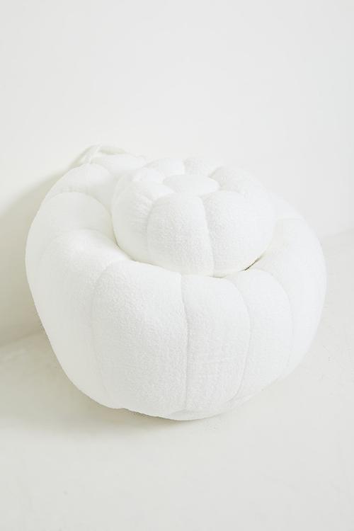 Seashell design chair and ottoman - off white
