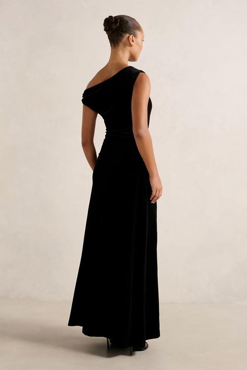 Winslet off shoulder velvet dress in black