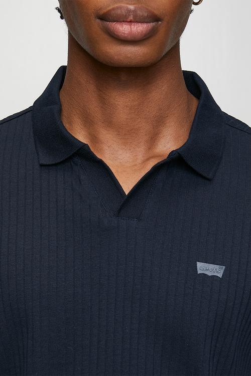 Rib johnny collar polo - standard navy