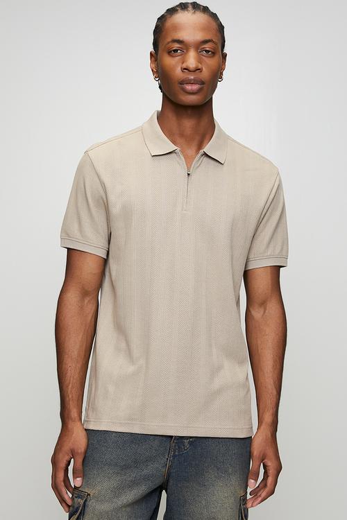 Zip structure polo - vintage khaki