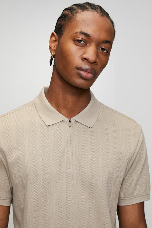 Zip structure polo - vintage khaki